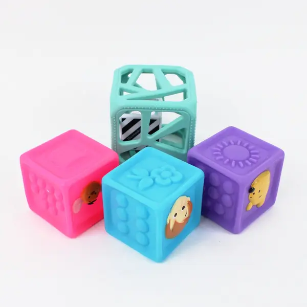 Malarkey Kids Lot of 4 Colorful Sensory Building Blocks Baby Toys