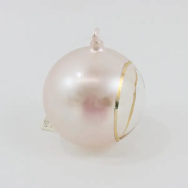 Russ Berrie Opaque & Clear Glass Ball Christmas Ornament W/Angel Inside 3.5" 