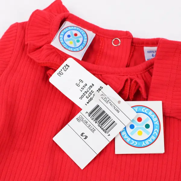CC Baby Red Vertical Ribbed Knit Sweater Outfit 6-9 Months