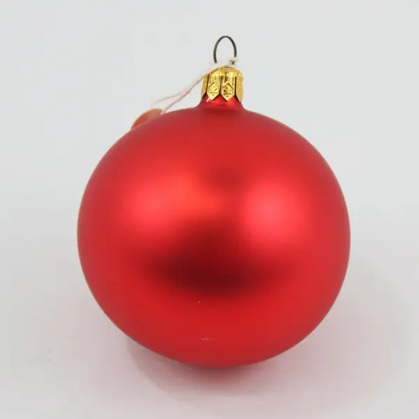Red Matte Glass Christmas Ornament Handwritten Merry Christmas Tree Decor 3.25"