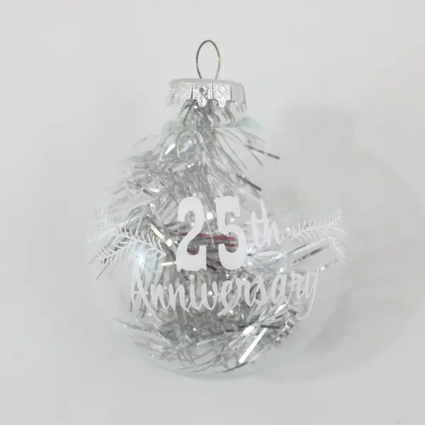 VTG Bronner's Austria 25th Anniversary Tinsel Christmas Glass Ornament 3.75" 