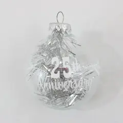 VTG Bronner's Austria 25th Anniversary Tinsel Christmas Glass Ornament 3.75" 