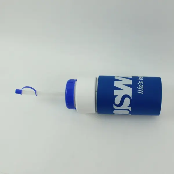 USWest Promotional Blue White Sports Water Bottle With Flexible Straw