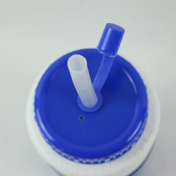 USWest Promotional Blue White Sports Water Bottle With Flexible Straw