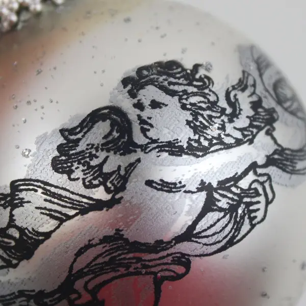 Vintage Glass Ball Christmas Ornament Angels We Have Heard on High & Angel 3"