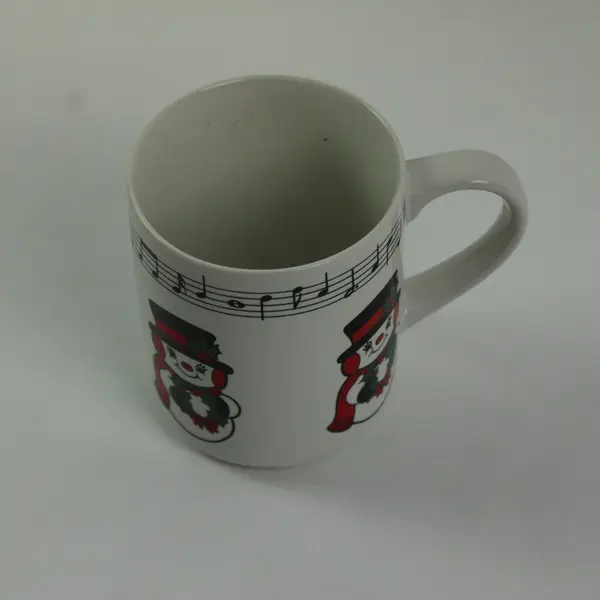 Lot of 2 JCPenney Betty Whiteaker 1999 Ceramic Christmas Mugs Snowman Tree