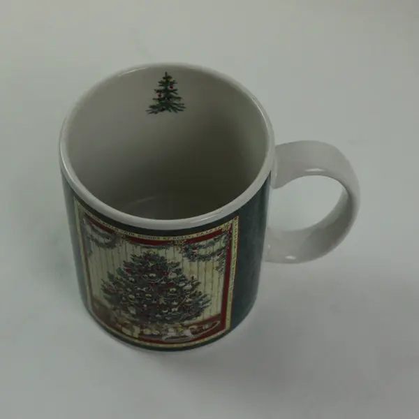 Lot of 2 JCPenney Betty Whiteaker 1999 Ceramic Christmas Mugs Snowman Tree