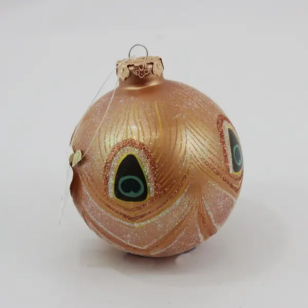 Department 56 Hand-Painted Peacock Ball Ornament Glitter Holiday Decor 4" Tall
