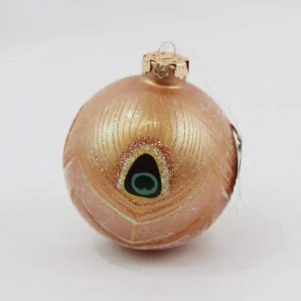 Department 56 Hand-Painted Peacock Ball Ornament Glitter Holiday Decor 4" Tall