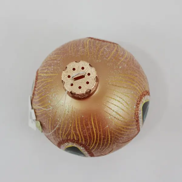 Department 56 Hand-Painted Peacock Ball Ornament Glitter Holiday Decor 4" Tall