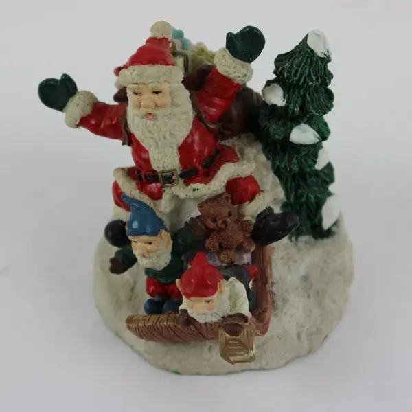 Kurt S. Adler Santa Claus Christmas Figurine with Elves Teddy Bear Tree Decor