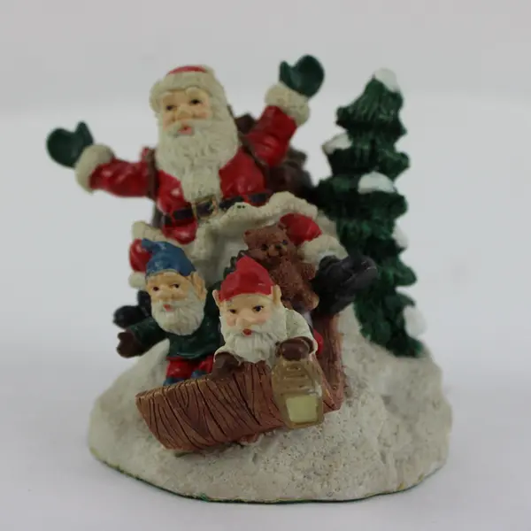 Kurt S. Adler Santa Claus Christmas Figurine with Elves Teddy Bear Tree Decor