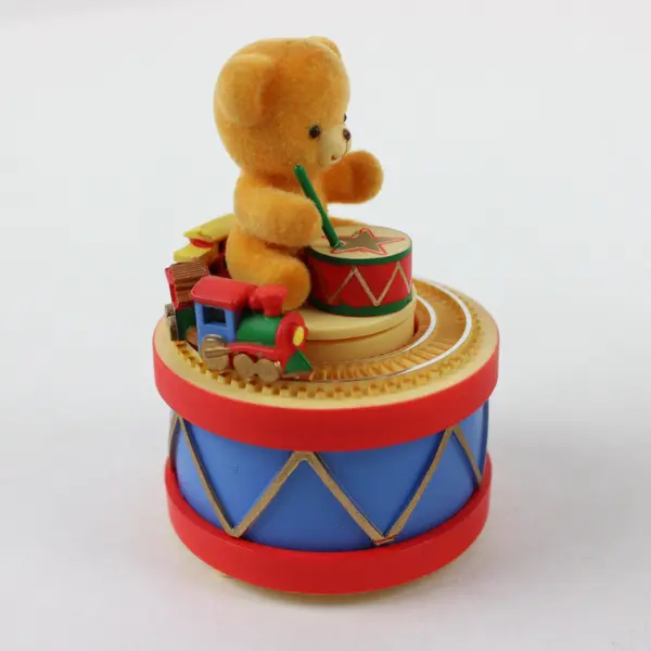 Enesco Christmas Teddy Bear Drum Figurine, Nonworking Music Box