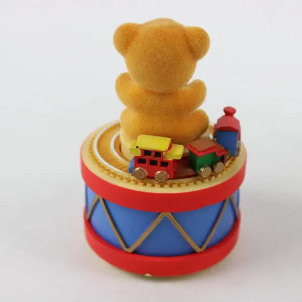 Enesco Christmas Teddy Bear Drum Figurine, Nonworking Music Box