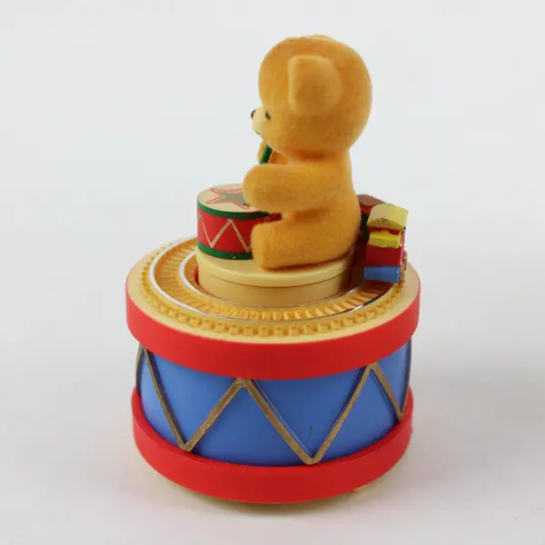 Enesco Christmas Teddy Bear Drum Figurine, Nonworking Music Box
