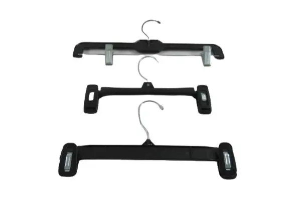 Lot of 10 Retail Pants Hangers Clips Plus Wide Adult Size Black Plastic Metal