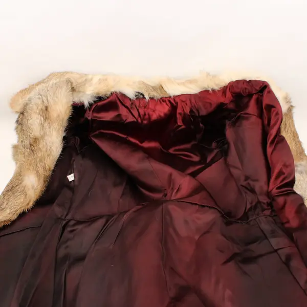 Women's XL Brown Rabbit Fur Belted Coat Open Front