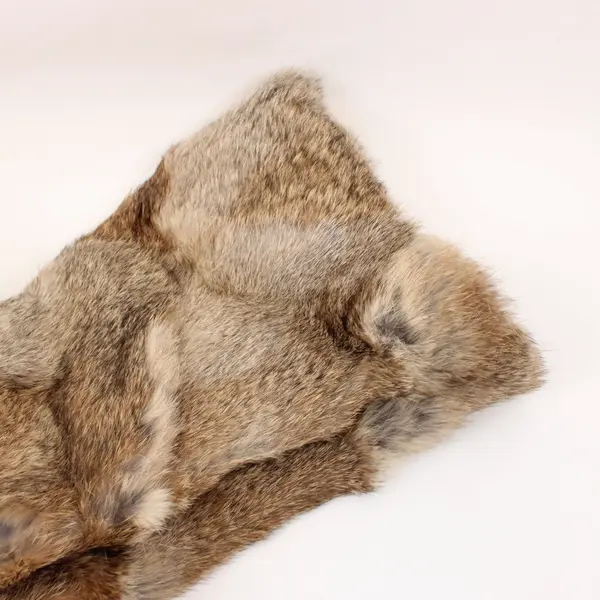 Women's XL Brown Rabbit Fur Belted Coat Open Front