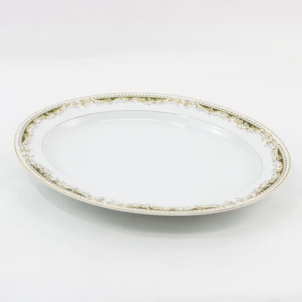 Signature Collection Queen Anne Oval Serving Platter 14.25in Ornate Border