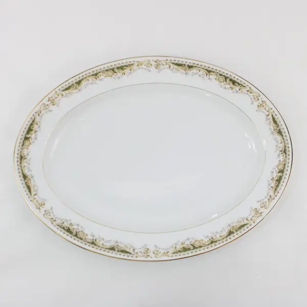 Signature Collection Queen Anne Oval Serving Platter 14.25in Ornate Border