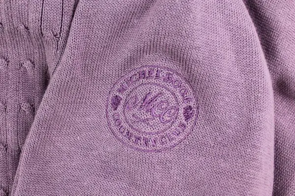 Tres Bien Full Zip Sweater Lavender Michelbook Country Club Women's Size M
