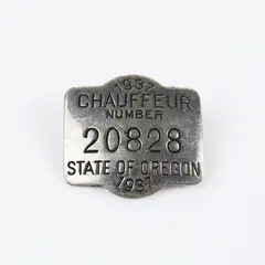 1937 State of Oregon Chauffeur Badge #20828