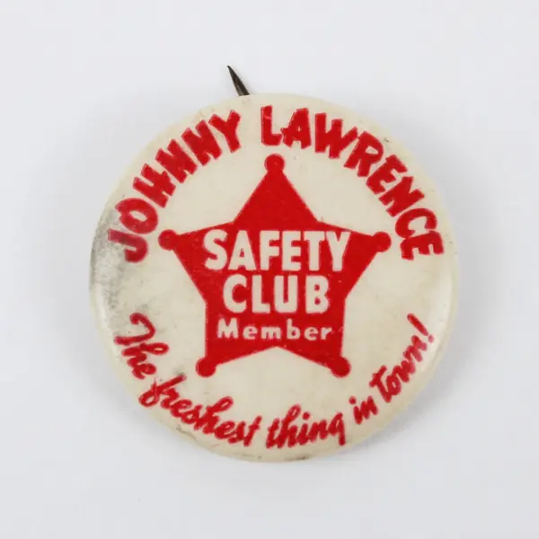 Johnny Lawrence Safety Club Member Salem Oregon Pinback Button 