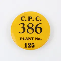Vintage Brunt Printing C.P.C. 386 Plant No. 125 Employee Pinback Button 1.25"