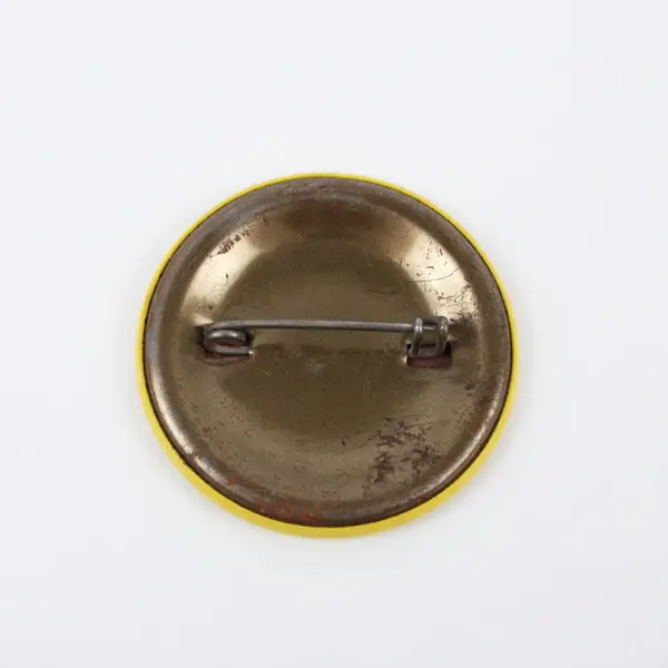 Vintage Yellow Employee Number 969 Round Pinback Button