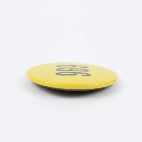 Vintage Yellow Employee Number 969 Round Pinback Button