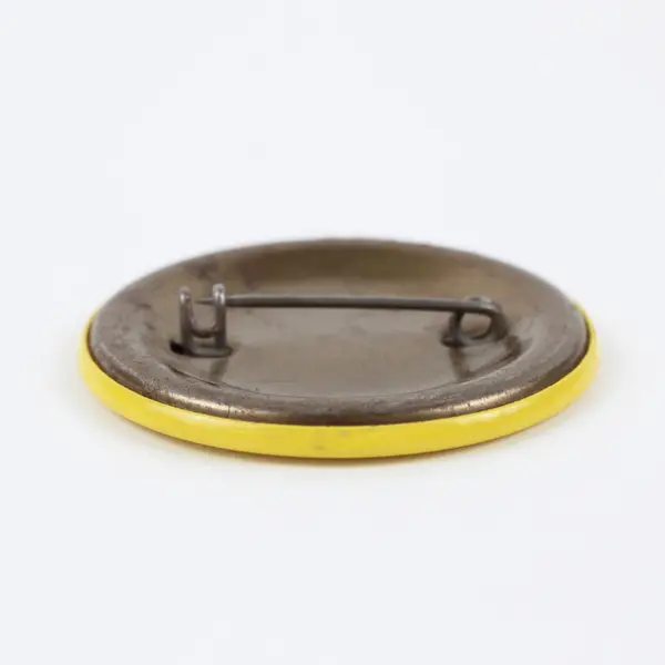 Vintage Yellow Employee Number 969 Round Pinback Button