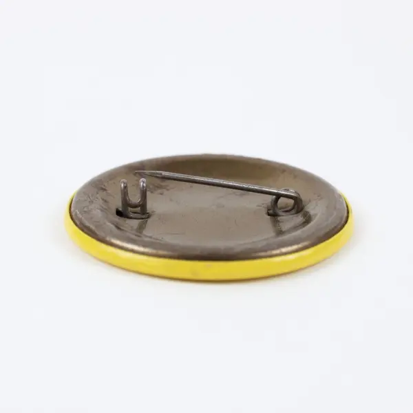 Vintage Yellow Employee Number 969 Round Pinback Button