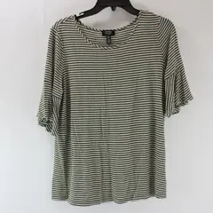 Jones New York Women's Small Olive Green White Striped Top