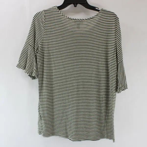 Jones New York Women's Small Olive Green White Striped Top