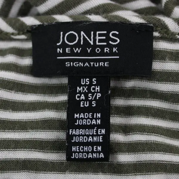Jones New York Women's Small Olive Green White Striped Top
