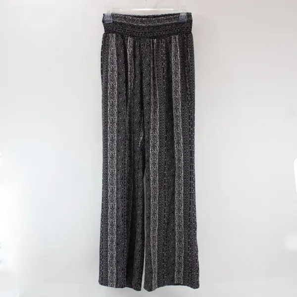 CAbi Women's Small Navy Gray Boho Flared Pull-On Pants