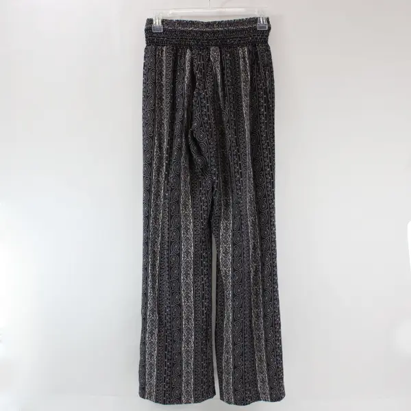 CAbi Women's Small Navy Gray Boho Flared Pull-On Pants