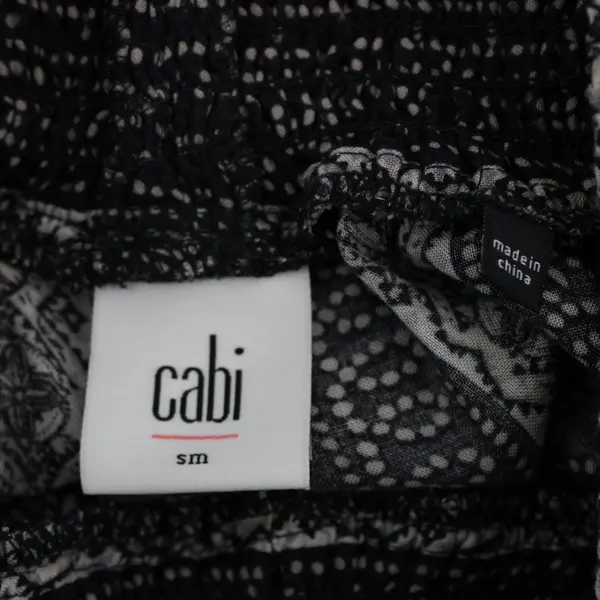 CAbi Women's Small Navy Gray Boho Flared Pull-On Pants