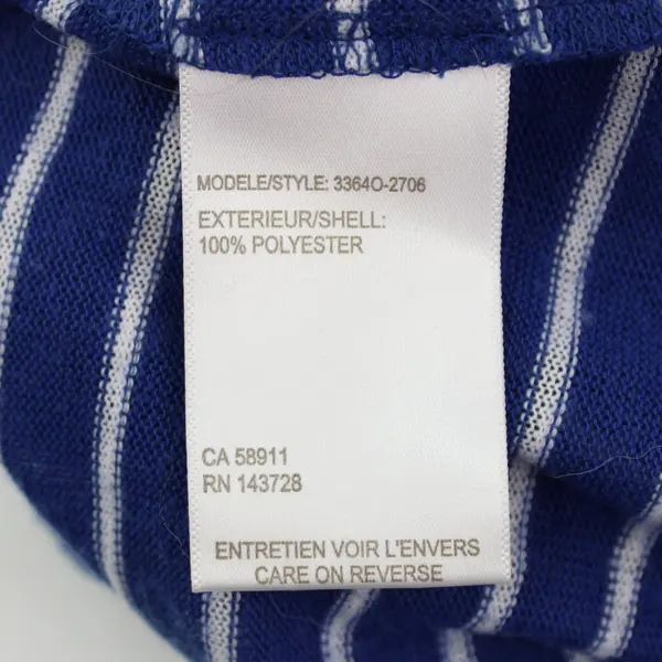 Tribal 33640-2706 Women's Petite Small Blue/White Knit Striped Tie-Sleeve Top