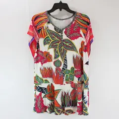Soft Surroundings Women's Small 2EC40 Multicolor Tropical Print Top