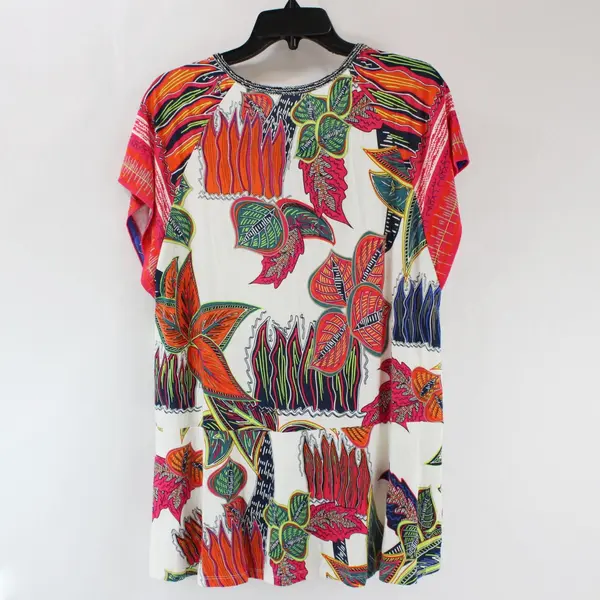 Soft Surroundings Women's Small 2EC40 Multicolor Tropical Print Top