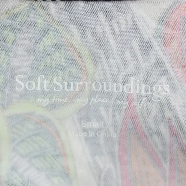 Soft Surroundings Women's Small 2EC40 Multicolor Tropical Print Top