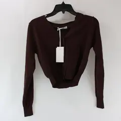 NWT Grace Karin Women's Small Dark Brown Button-Front Shrug