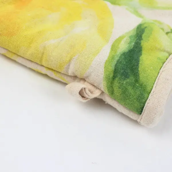 Market Kitchen Co Pair Lemon Leaf Print Oven Mitts