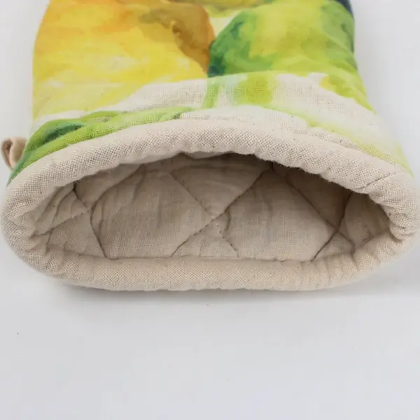 Market Kitchen Co Pair Lemon Leaf Print Oven Mitts