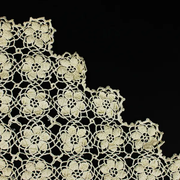 Hand-Crocheted Lace Doily Semicircle Floral Table Mat Beige