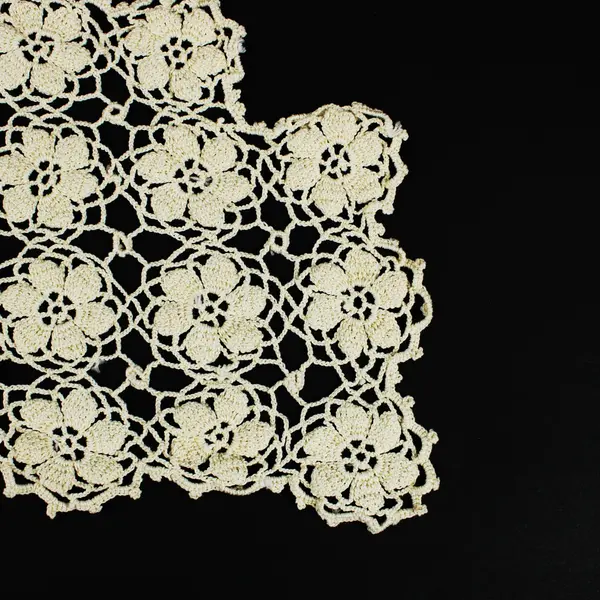 Hand-Crocheted Lace Doily Semicircle Floral Table Mat Beige