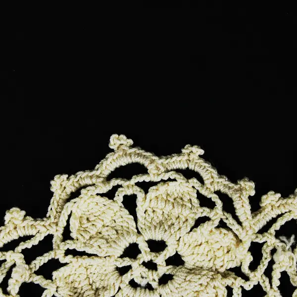 Hand-Crocheted Lace Doily Semicircle Floral Table Mat Beige