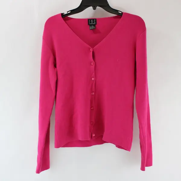 INC International Concepts Magenta Pink Long-Sleeved Cardigan Women's Medium