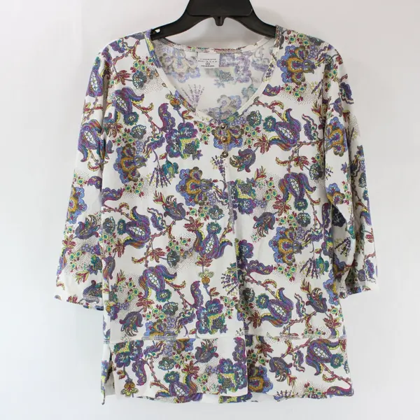 CMC Color Me Cotton Women's Small Boho Floral 3/4 Sleeve Top
